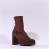 Miss Elastic Hilary Platform Ankle Boot - Brown Suede